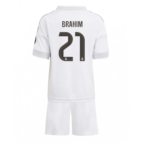 Otroški Nogometni dresi Real Madrid Brahim Diaz #21 Domači 2025-26 Kratek Rokav (+ Kratke hlače)